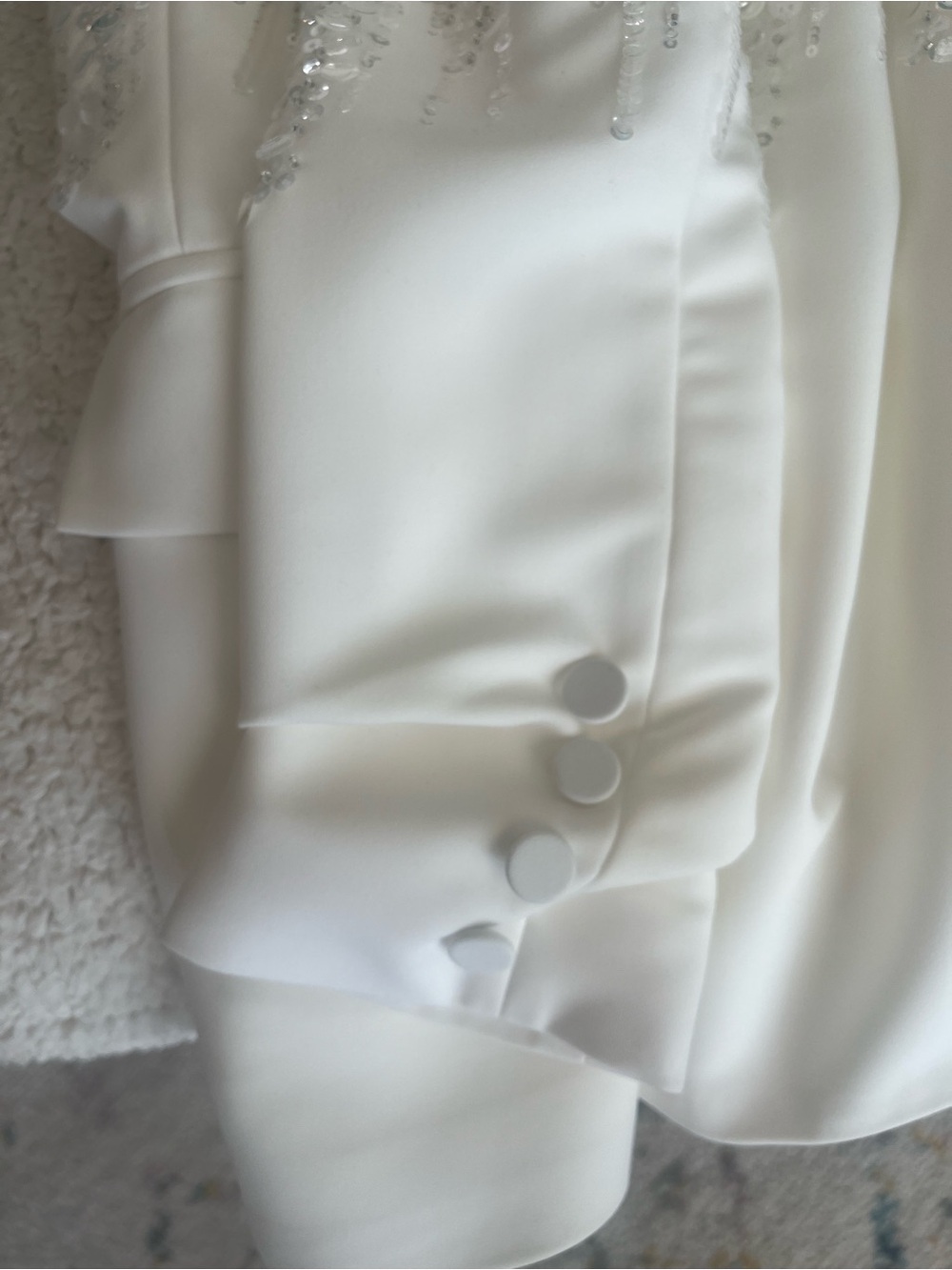 NADINE MERABI White Sequin Embellished Blazer - Picture 4 of 6